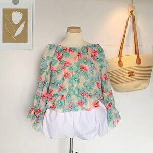 Floral Off Shoulder Ruffle Blouse Top Summer